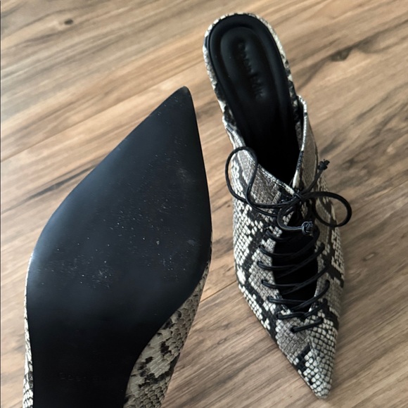 Chic Snakeskin Lace-Up Mules - Picture 4 of 4